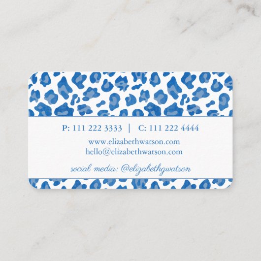 Blauw en wit blad afdrukken Persoonlijke lijst Visitekaartje (Achterkant)