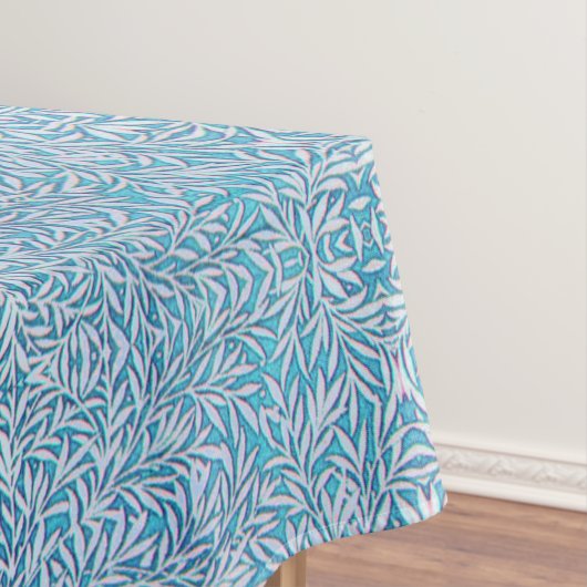 Blauw en wit blad tafelkleed (Voorbeeld)