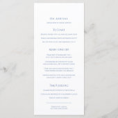 Blauw en wit blad tekening monogram bruiloft menu (Achterkant)