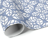 Blauw en wit bladmotief inpakpapier (Rol Hoek)