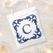 Blauw en wit blauw Lijst monogram Bedankzakje (Geknipt)
