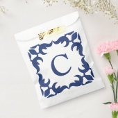 Blauw en wit blauw Lijst monogram Bedankzakje (Gezegeld)