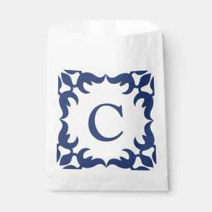 Blauw en wit blauw Lijst monogram Bedankzakje