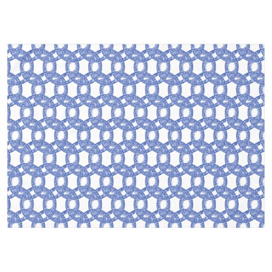 Blauw en wit blauw Willow Border Cirkel Patroon Tafelkleed (Voorkant (Horizontaal))
