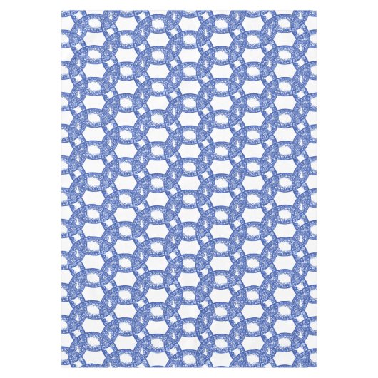 Blauw en wit blauw Willow Border Cirkel Patroon Tafelkleed (Voorkant)