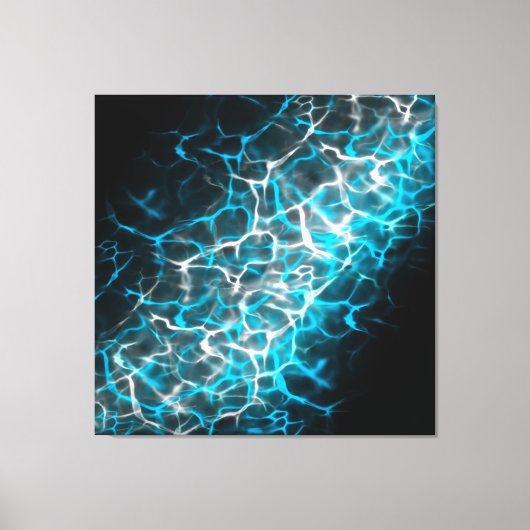 Blauw en wit bliksem waterreflectie canvas afdruk (Voorkant)