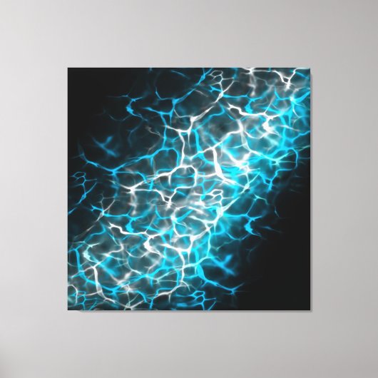 Blauw en wit bliksem waterreflectie canvas afdruk (Voorkant)
