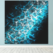 Blauw en wit bliksem waterreflectie canvas afdruk (Insitu (Houten vloer))