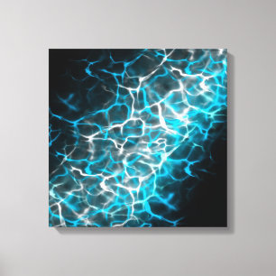 Blauw en wit bliksem waterreflectie canvas afdruk