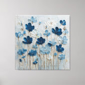 Blauw en Wit Bloei Abstracte Wandkunst Canvas Afdruk (Voorkant)