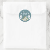 Blauw en Wit Bloem Boho Geweien Dank Je Ronde Sticker (Tas)