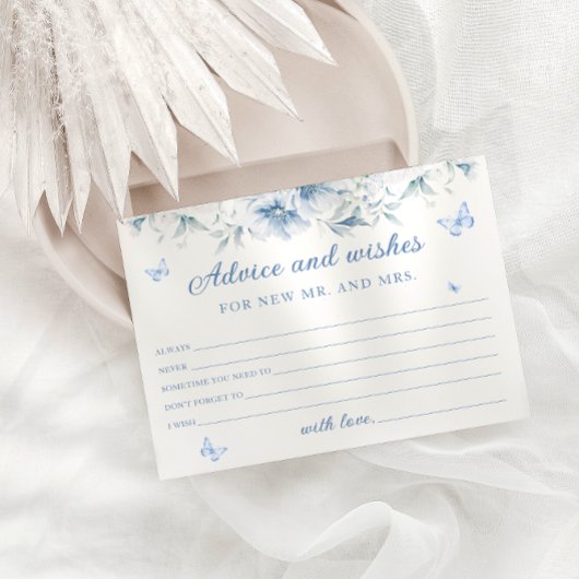 Blauw en wit Bloemen Advies en Wensen Kaarten