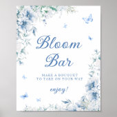 Blauw en wit Bloemen Bloem Bar Poster (Voorkant)