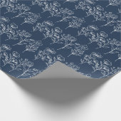Blauw en Wit  Bloemen Bruidsbruiloften Cadeaupapier (Hoek)
