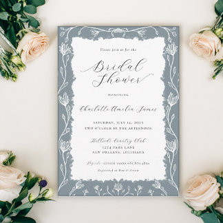 Blauw en wit bloemen bruiloft feest uitnodiging