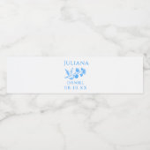 Blauw en wit Bloemen Bruiloft Water Fles Labels Waterfles Etiket (Enkel label)