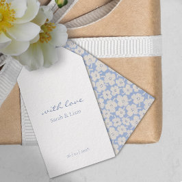 Blauw en Wit Bloemen Cadeau Favor Bruiloft Cadeau Cadeaulabel