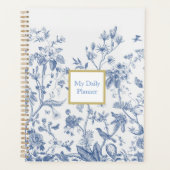  Blauw en Wit Bloemen Chinoiserie Notitieboek (Voorkant)