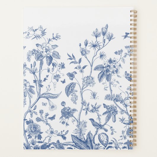  Blauw en Wit Bloemen Chinoiserie Notitieboek (Achterkant)
