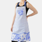 Blauw en wit Bloemen en Strepen Schort (Insitu)