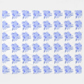 Blauw en wit Bloemen Fleece Deken (Voorkant (Horizontaal))