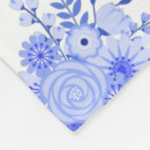 Blauw en wit Bloemen Fleece Deken (Hoek)
