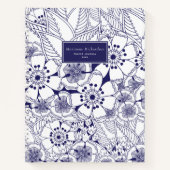 Blauw en wit Bloemen Genaamd Gebed Journal Notitieboek (Voorkant)