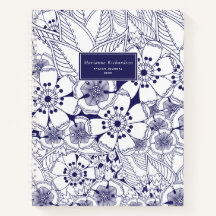 Blauw en wit Bloemen Genaamd Gebed Journal