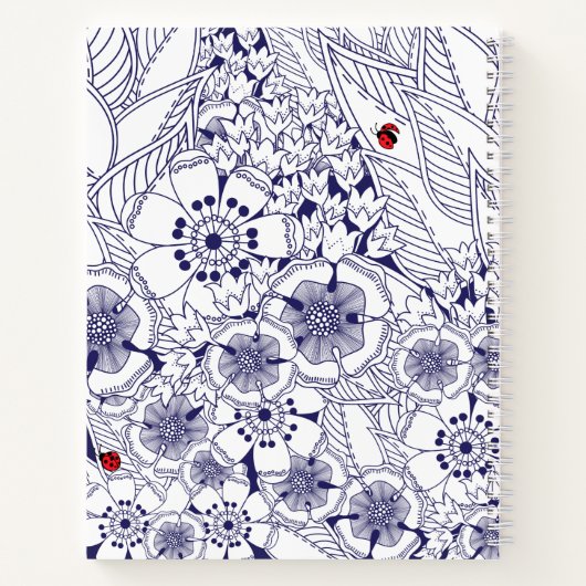 Blauw en wit Bloemen Genaamd Gebed Journal Notitieboek (Achterkant)
