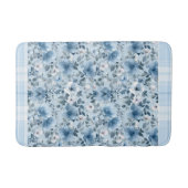 Blauw en wit Bloemen geruit Badmat (Voorkant)