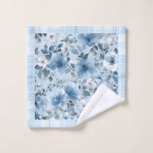 Blauw en Wit Bloemen geruite Badhanddoek Set Bad Handdoek (Wasdoekje)
