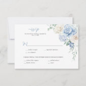 Blauw en wit Bloemen Huwelijk RSVP Kaart (Voorkant)