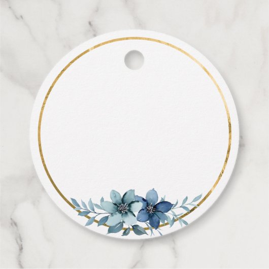 Blauw en Wit Bloemen Islamitische Moslim Bruiloft Bedankjes Labels (Achterkant)