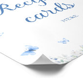 Blauw en wit Bloemen Laat uw recept Kaart hier Poster (Hoek)