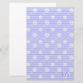 Blauw en Wit Bloemen Papier Monogram (Voorkant / Achterkant)