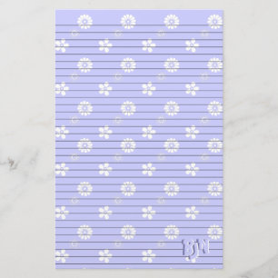 Blauw en Wit Bloemen Papier Monogram