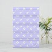 Blauw en Wit Bloemen Papier Monogram (Staand voorkant)