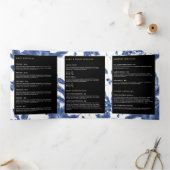  Blauw en Wit Bloemen Patroon Brochure Drieluik Kaart (Binnen)