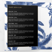  Blauw en Wit Bloemen Patroon Brochure Drieluik Kaart (Binnenzijde eerst)