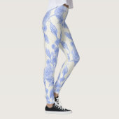 Blauw en wit Bloemen Roos Leggings (Rechts)