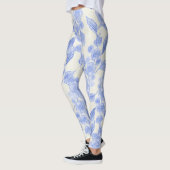 Blauw en wit Bloemen Roos Leggings (Links)