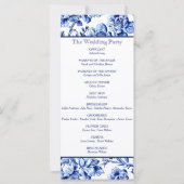 Blauw en Wit Bloemen Toile Bruiloft Programma (Achterkant)
