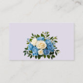 Blauw en Wit Bloemen Trouwruimte Kaart (Achterkant)