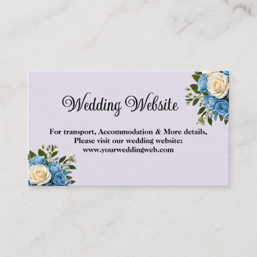 Blauw en Wit Bloemen Trouwruimte Kaart (Voorkant)