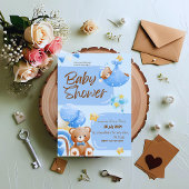 Blauw en Wit Bloemen Uitnodiging