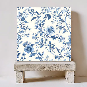 BLAUW EN WIT BLOEMEN VINTAGE PATROON TEGELTJE