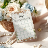 Blauw en Wit Bloemen Vrijgezellenfeest Bingo Spel