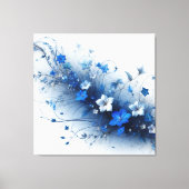 Blauw en wit bloemendrankrank canvas afdruk (Voorkant)
