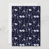 Blauw en wit Bloemengrens Wit Vrijgezellenfeest Kaart (Achterkant)