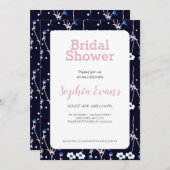 Blauw en wit Bloemengrens Wit Vrijgezellenfeest Kaart (Voorkant / Achterkant)